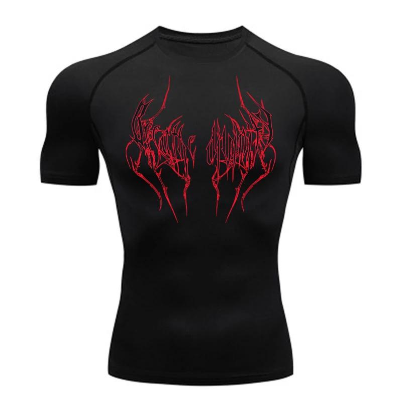 T-Shirt de course à manches courtes pour hommes, chemise de Compression, haut de sport, noir, séchag