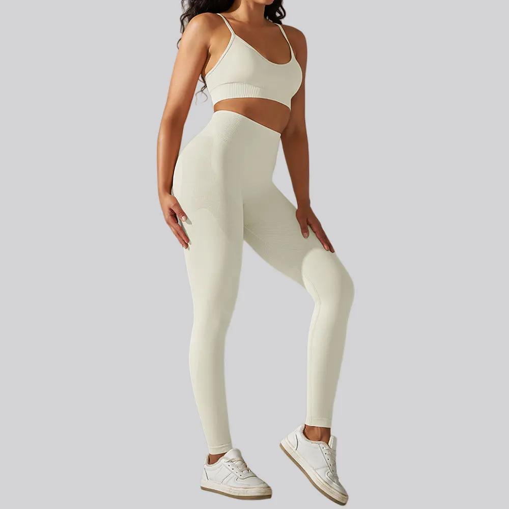 Survêtement sans couture pour femmes, ensembles de Yoga, 2 pièces, combinaison de Sport, vêtements d
