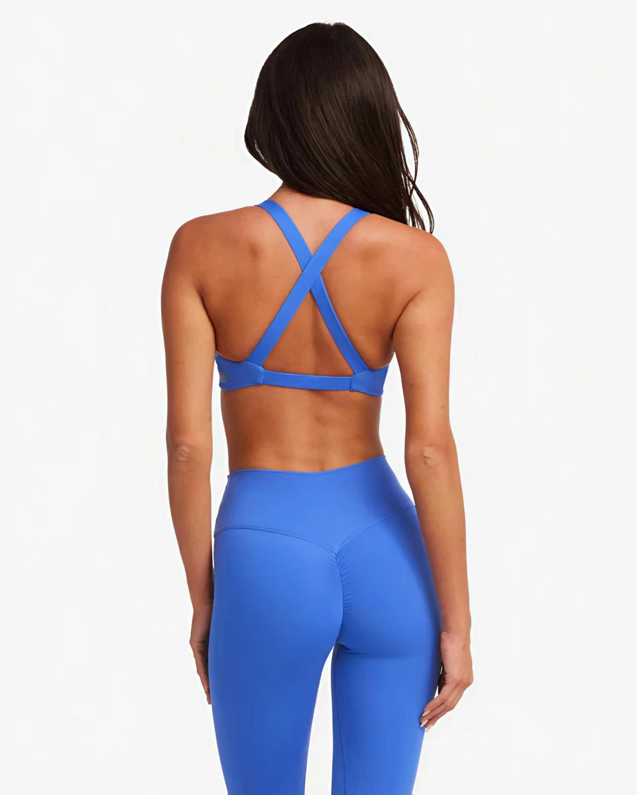 SHINBENE Soutien-gorge de sport torsadé pour femme - Dos croisé rembourré - Soutien-gorge de fitness