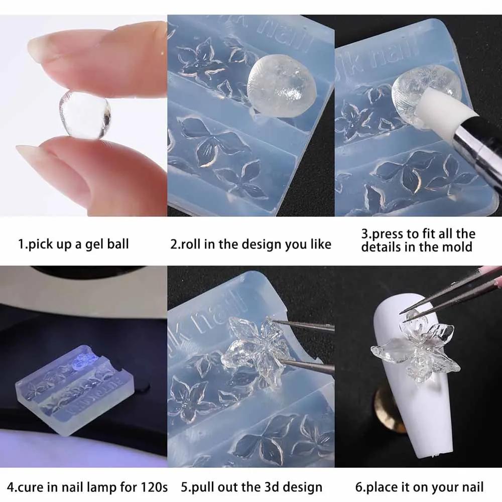 Moule à ongles en Silicone avec nœud papillon 3D, 90 formes, ruban doux, modèles d'ongles, bricolage