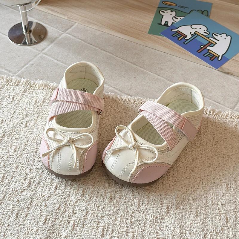 Chaussures pour enfants : Ballerines élégantes à nœud pour filles, semelle souple, style princesse,