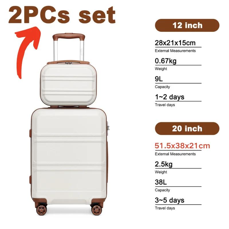 Valise trolley KONO ABS + PC 4 roues jumelles avec serrure TSA (2/4/6 pièces) – Coque rigide légère