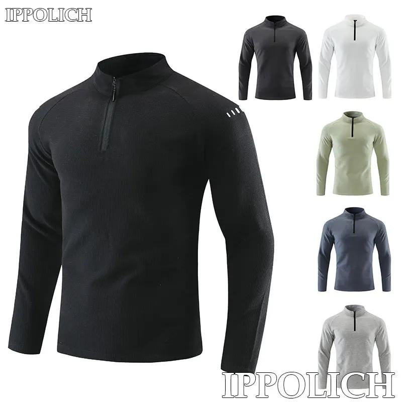 T-shirt réfléchissant à manches longues pour hommes, vêtements de sport, manteau noir respirant, pou