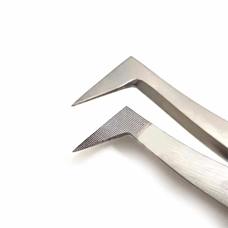 Pince à faux-cils à pointe en Fiber nanométrique, pour Extension de cils, méga Volume, pointe fermée