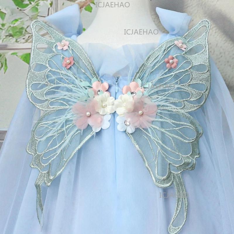 Robe Tutu Enfant 2026 avec Appliques et Ailes, Robe de Princesse pour Filles, Tenue de Cérémonie et