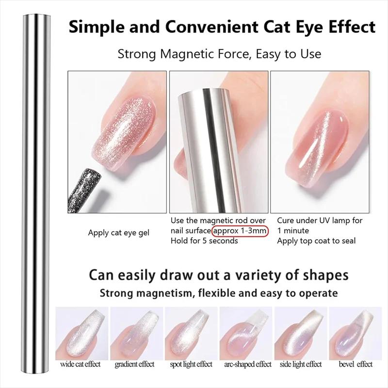 Cube magnétique œil de chat 3 en 1 pour ongles, bâton carré magnétique puissant, stylo magnétique, D