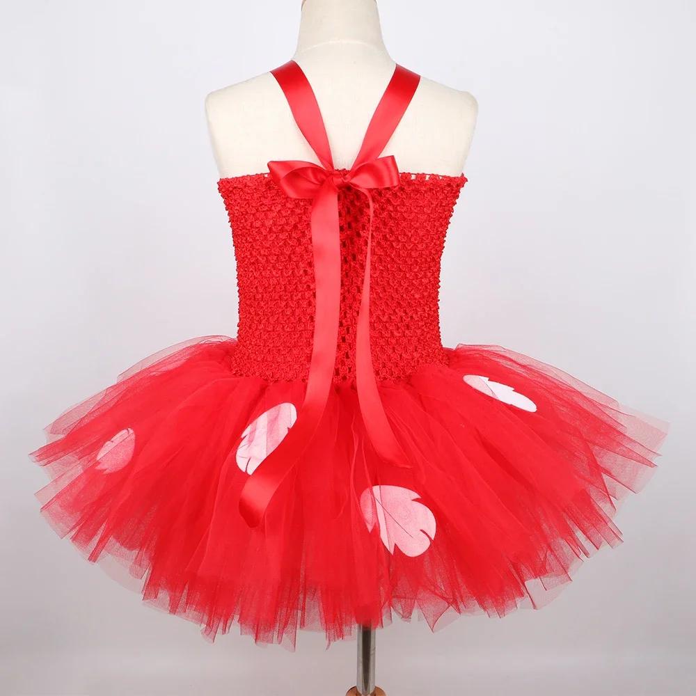 Lilo robe de princesse Costume pour filles rouge feuille tropicale robe Tutu hawaïenne tenue bébé en