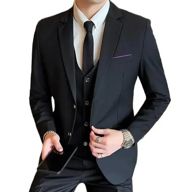 S-8XL (Blazer + gilet + pantalon) mode homme décontracté en plein air gentleman affaires mariage cou