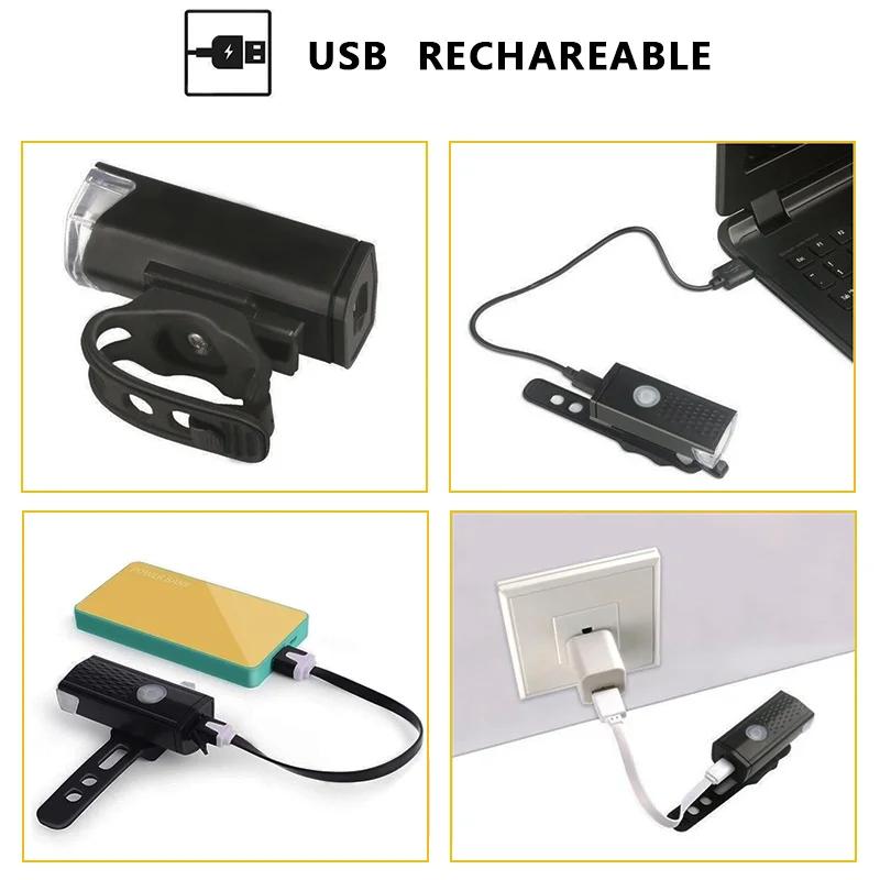 Ensemble d'éclairage LED pour vélo aste par USB, lampe de poche avant et arrière, lampe de sauna, lu