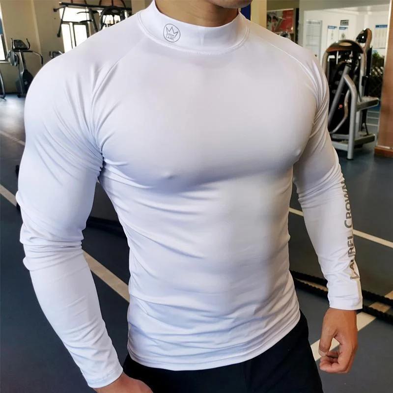 Nouveau T-shirt de course hommes à manches longues chemise de Compression haut d'entraînement de gym