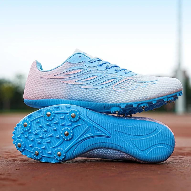 Chaussures d'athlétisme à pointes pour hommes et femmes, chaussures de course pour garçons et filles