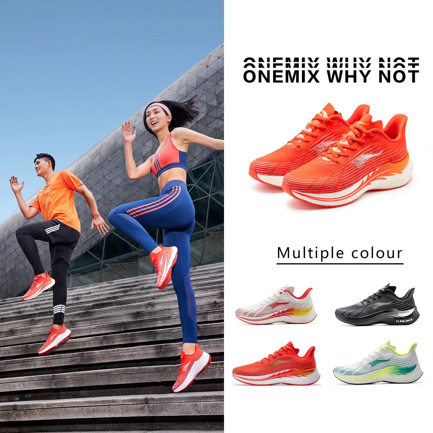 ONEMIX hommes chaussures de course pour hommes respirant maille athlétisme chaussures de marche roug