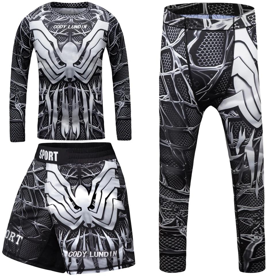 Ensemble d'entraînement de boxe pour enfants, chemise et pantalon de compression pour garçons, Muay