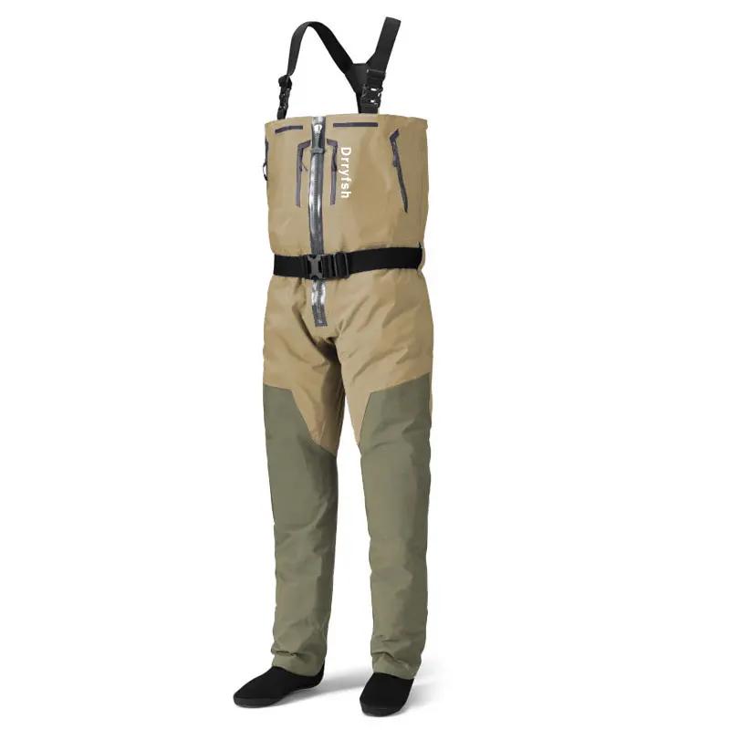 Waders de pêche à la mouche convertibles et respirants avec fermeture éclair, pantalons de pataugeoi