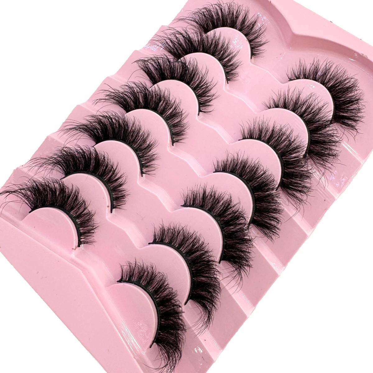 HBZGTLAD 7 paires Faux cils en vison moelleux aspect naturel Faux cils Volume vaporeux renard/Oeil d