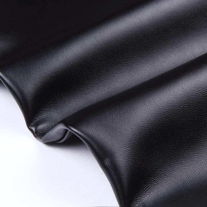 Pantalon en cuir pour hommes coupe droite élastique pantalon en cuir PU pantalon de moto mince