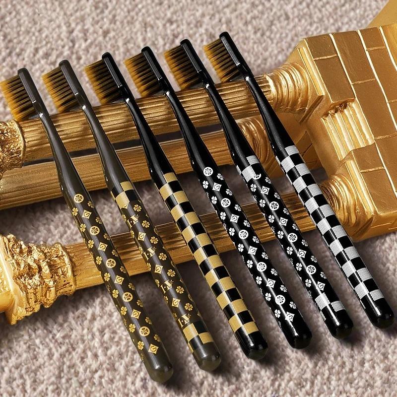 6 dans une boîte ; Brosse à dents à poils souples de haute qualité, manche en soie fine de luxe, têt