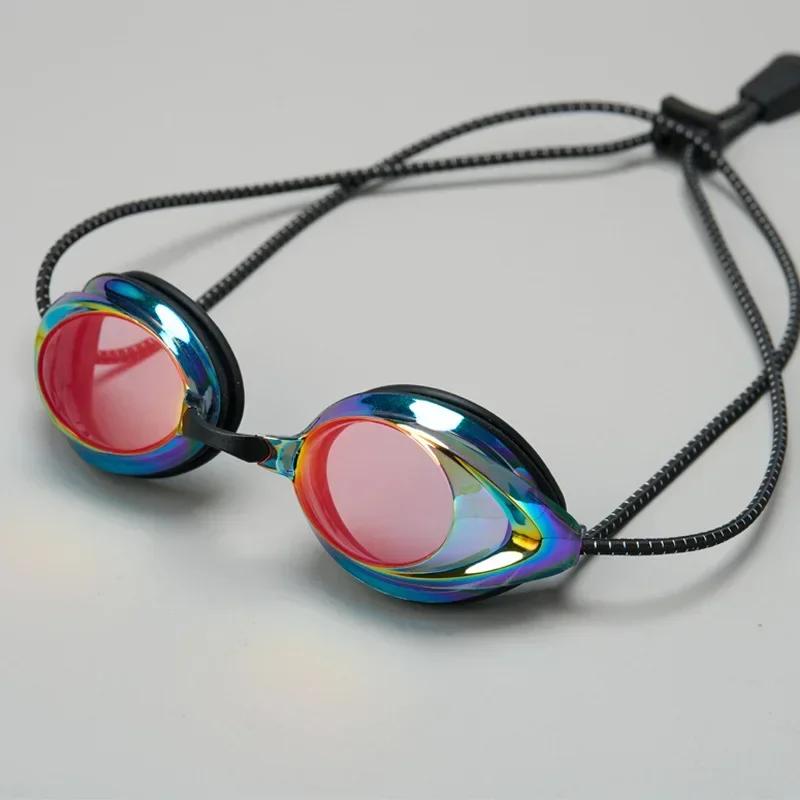 Nouvelles lunettes de natation tête de corde avec couleur vive galvanisées lunettes imperméables et