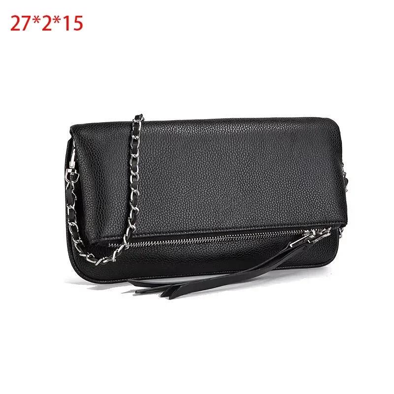 Sac à main à bandoulière à ailes pour femmes, sac enveloppe noir classique avec sangle de chaîne en