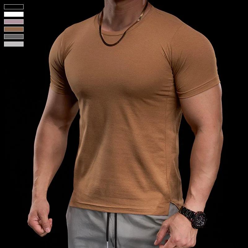 Vêtements d'entraînement de Fitness pour hommes, T-shirt de sport serré à manches courtes, respirant