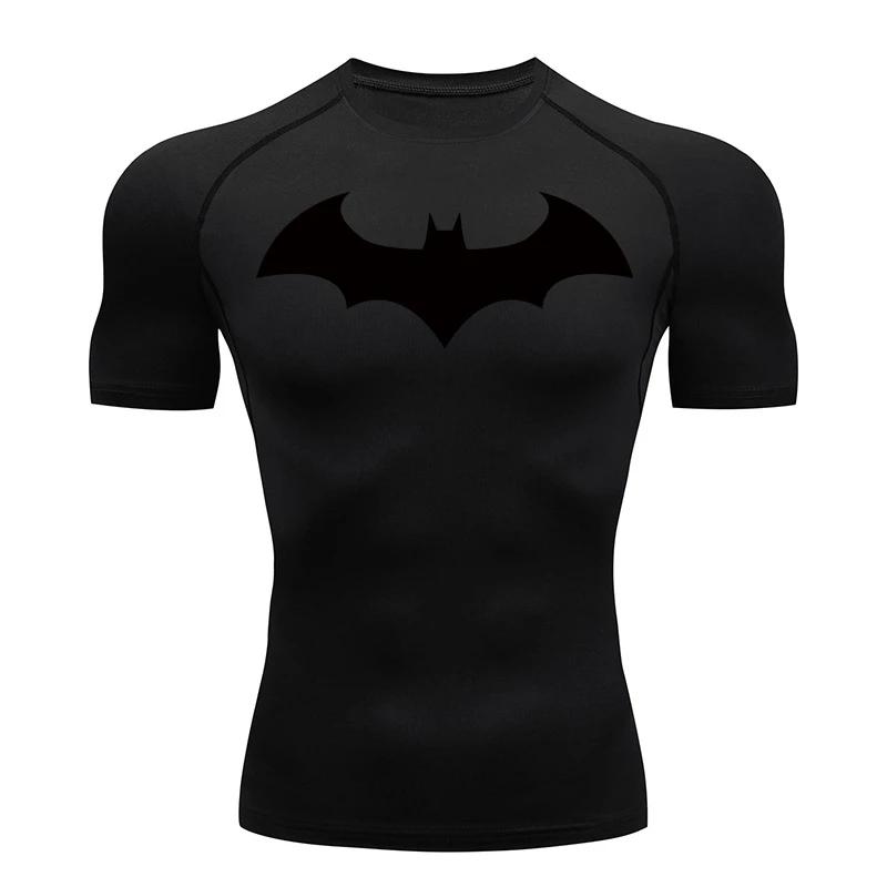 Chemise compression homme graphique chauve-souris manches courtes protection éruptions sport