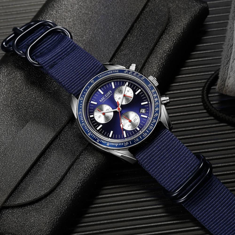 MEGIR Quartz chronographe montres hommes étanche Sport montre-bracelet hommes avec mode bracelet en
