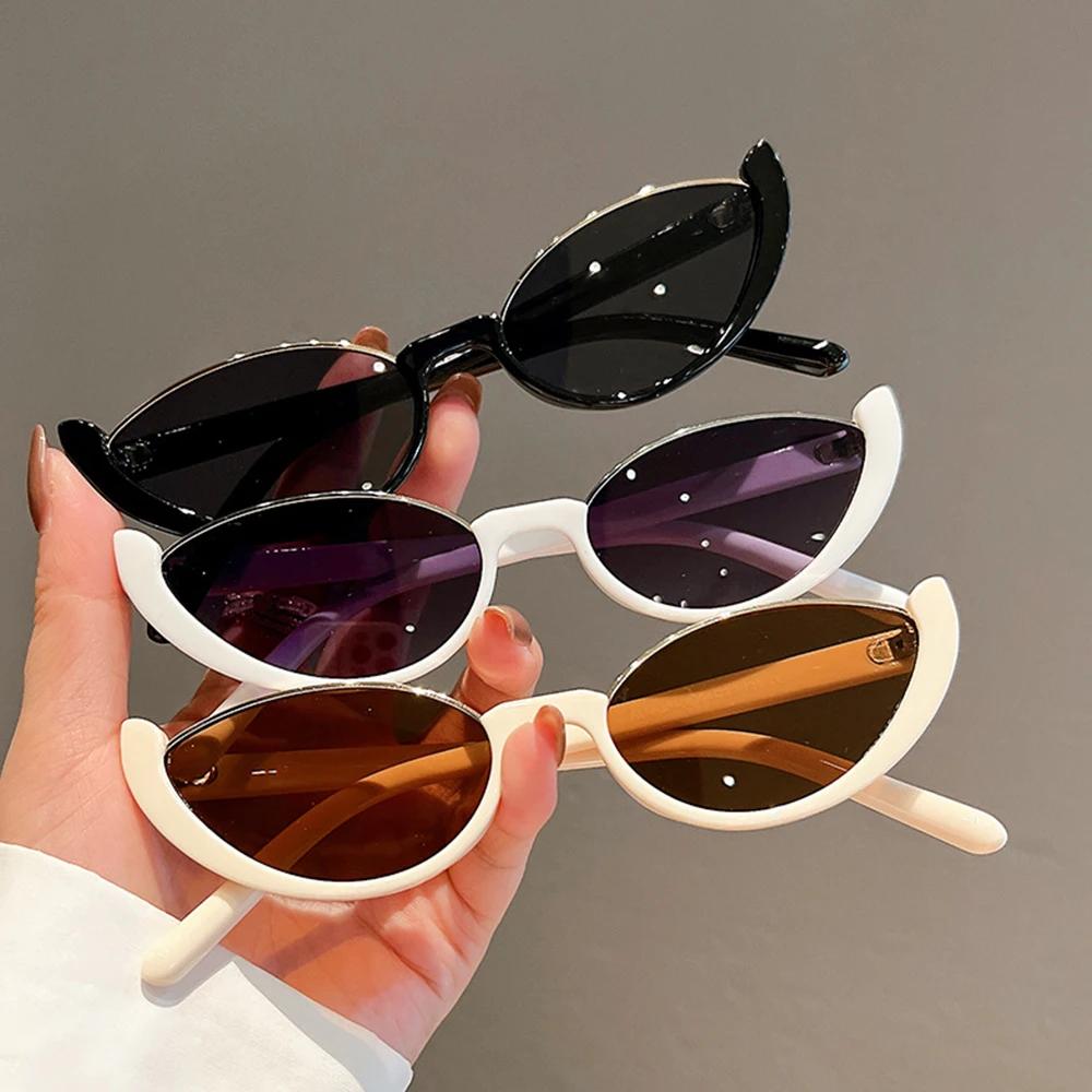 Petites lunettes de soleil yeux de chat pour hommes et femmes, Vintage, à la mode, cyclisme, demi-mo