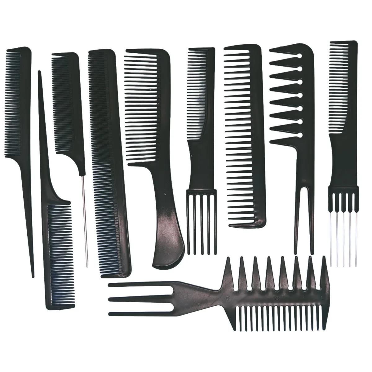 10 pièces nouveau style coiffure hommes femmes Salon de beauté cheveux coiffure brosse noire peignes