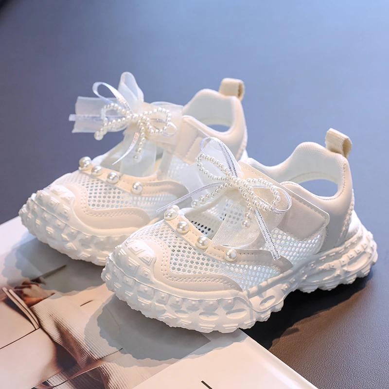 Baotou – sandales princesse pour filles, chaussures à maille unique avec perles étrangères, baskets