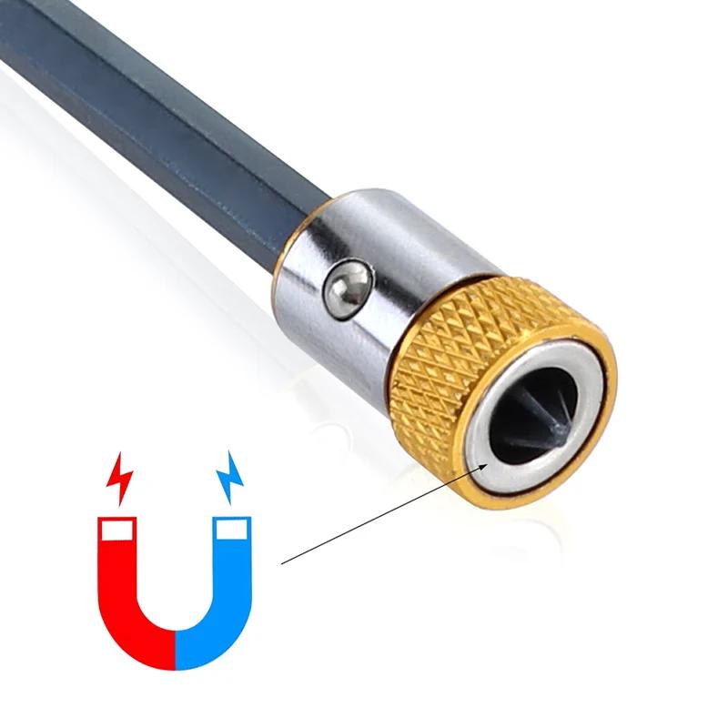 Tournevis universel anneau magnétique 1/4 "tournevis universel en métal foret anneau magnétique tige