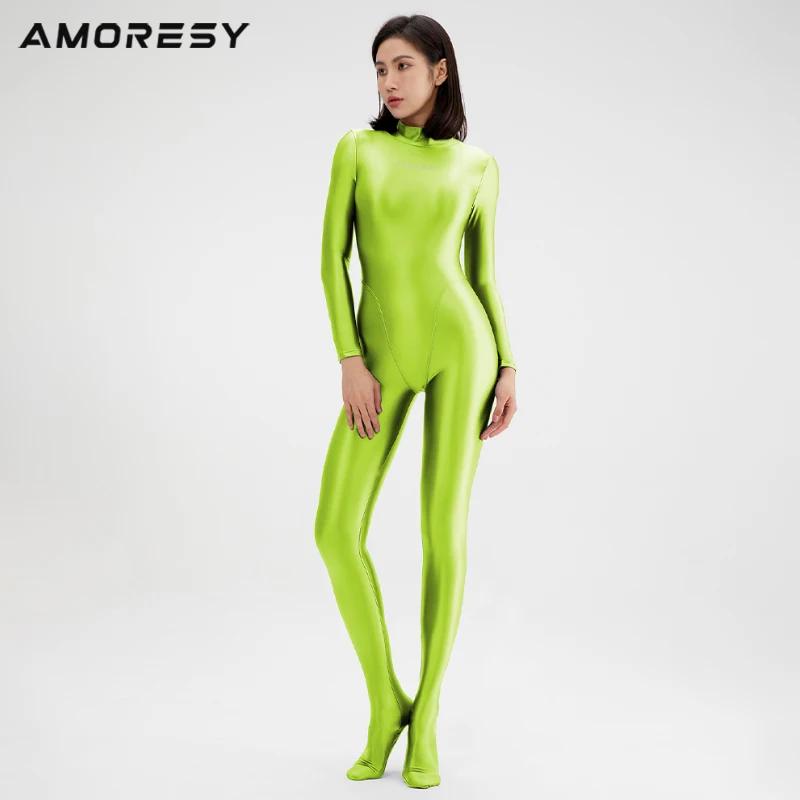 Collants manga AMORESY sexy brillant - Yoga running zentai décontracté huile suave sportif