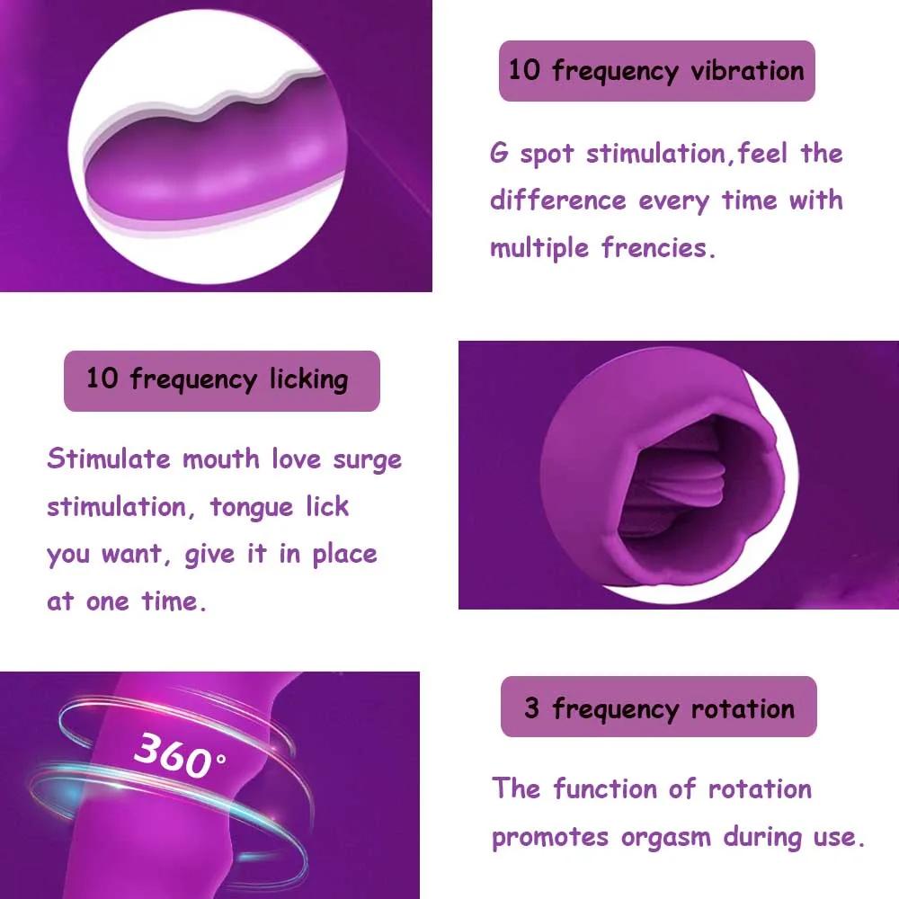 Vibromasseur rotatif 3 en 1 pour femme, gode vibrant pour lécher le clitoris, UNIS issement du point