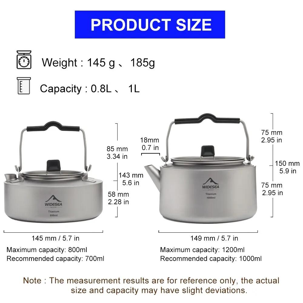 Widesea Camping titane bouilloire en plein air thé café bouilloire vaisselle Pot fournitures plats t