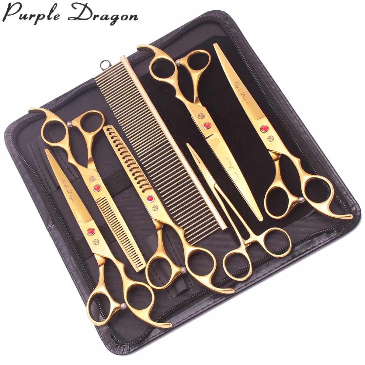 Ciseaux pour animaux de compagnie Dragon violet 7 '', Kit de ciseaux de toilettage pour chiens en ac