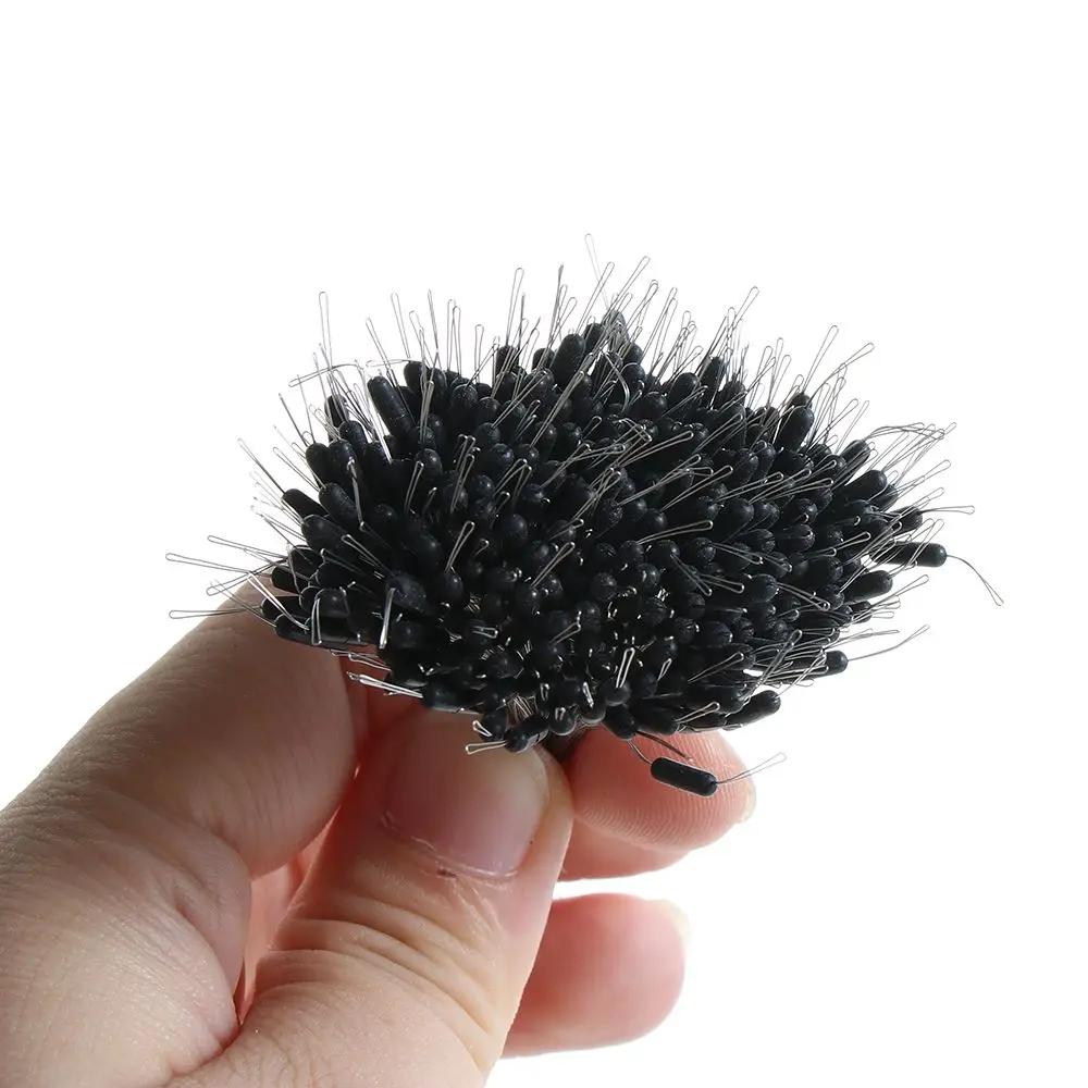 Bouchon de pêche en silicone noir, lot de 300 pièces, connecteur haricot, accessoires