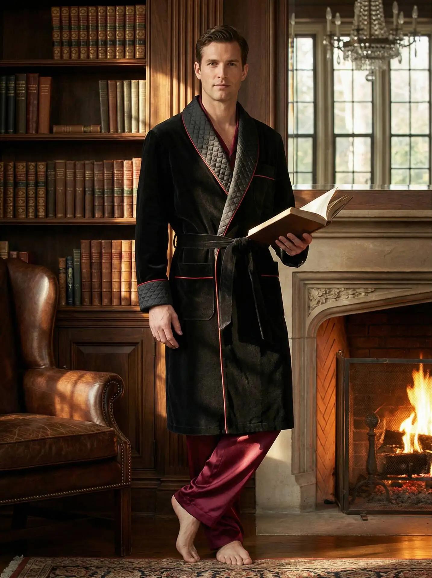 Veste longue en velours pour fumer, manteau de marié à revers châle, costume Terno pour hommes, Blaz