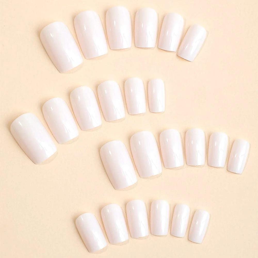 ARTAUG 24 pièces presse sur ongles moyen blanc carré presse sur ongles doux presse sur ongles coréen