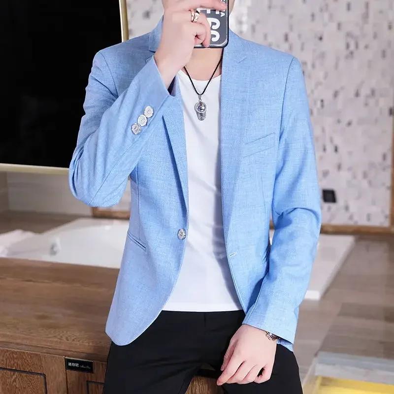 Blazer Slim Fit pour Homme, Mode Business, Beau Gentleman, Version Coréenne du Style Britannique, Lo