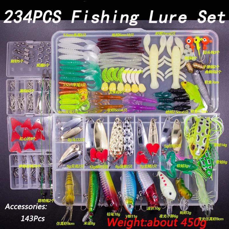Kit de leurres de pêche, ensemble d'appâts souples et durs, couche d'engrenage, cuillère de gabarit