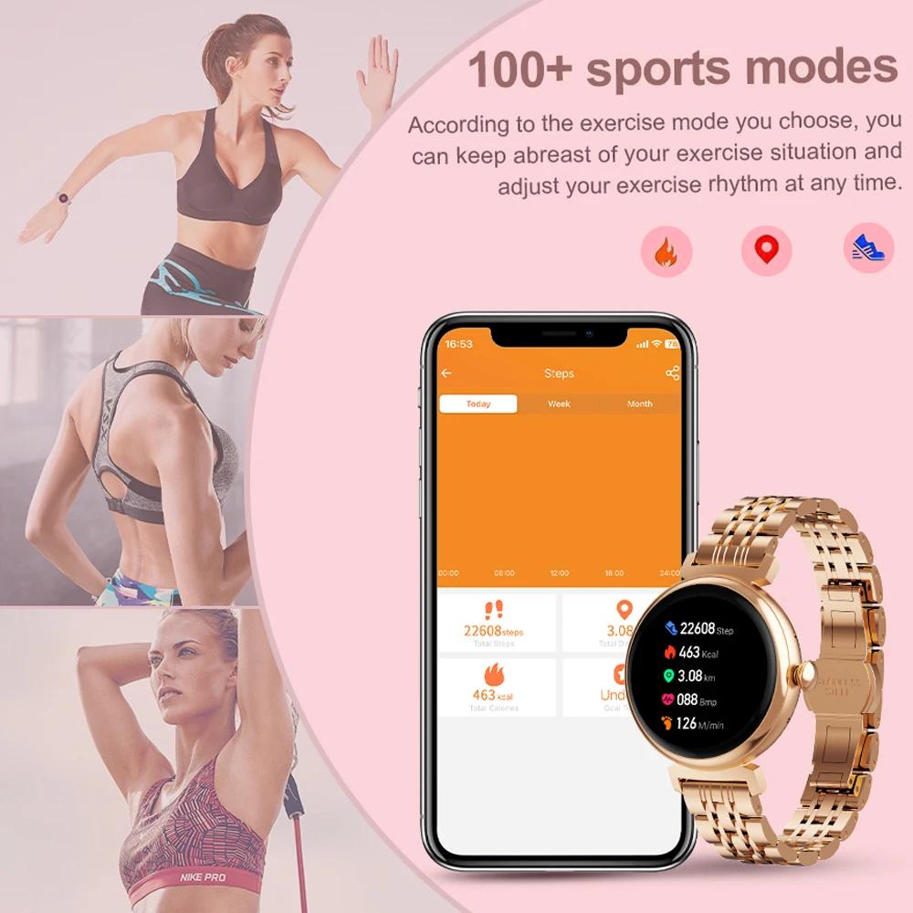 Montre intelligente à écran AMOLED pour dames, petit écran, corps en métal, appel Bluetooth, afficha