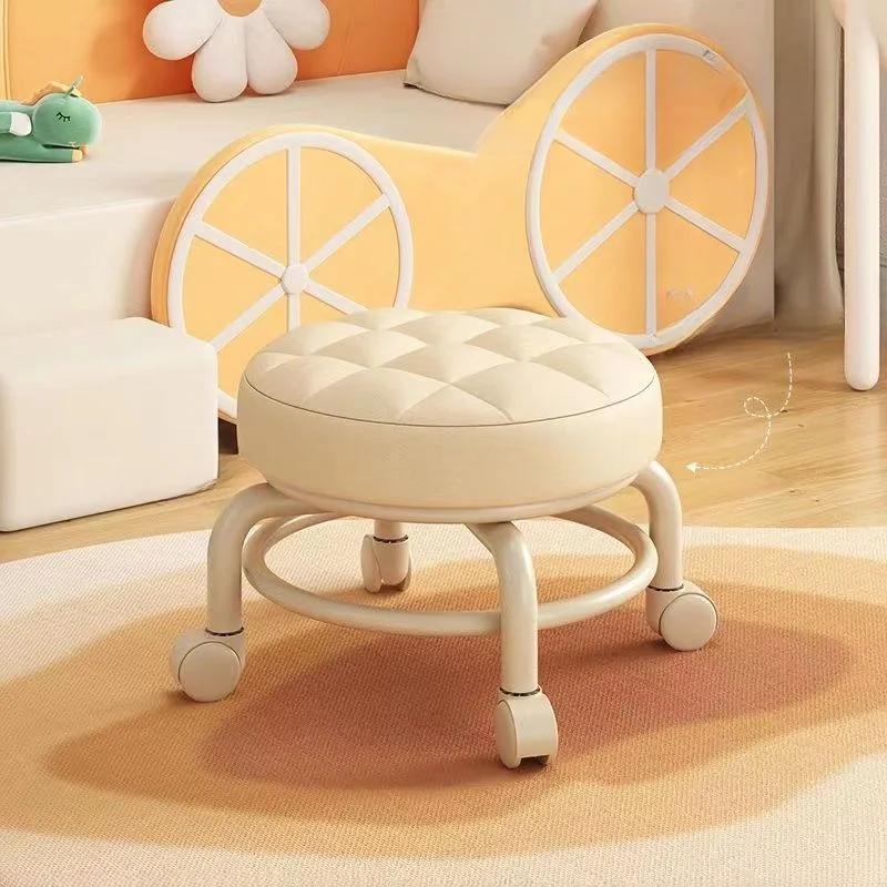 Petit tabouret à roue universelle, tabouret bas à poulie pour la maison, banc à roulettes, petit tab