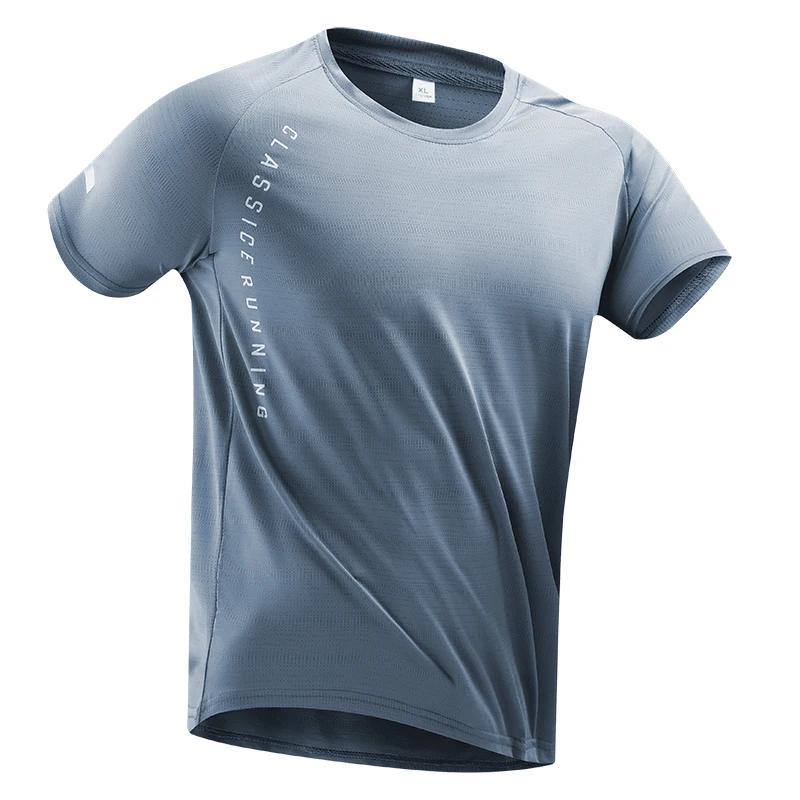 CHRLCK T-shirt de course pour hommes été - Haut en soie glacée à impression réfléchissante et séchage rapide