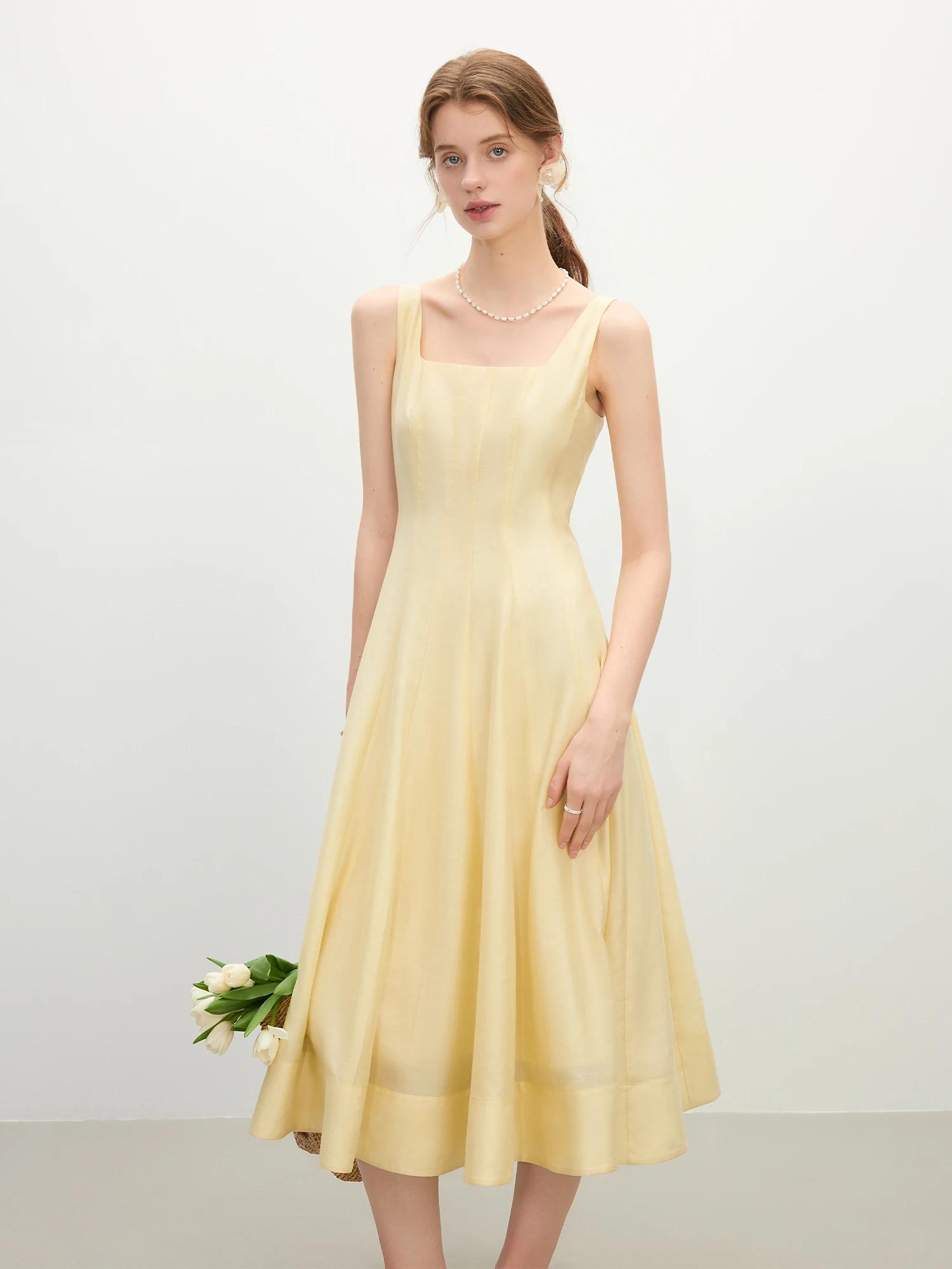 FSLE – robe sans manches pour femmes, coupe tridimensionnelle, taille haute, amincissante, à bretell