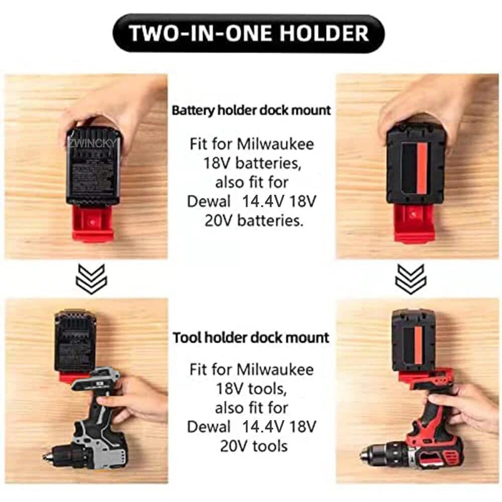 Support d'outils pour Dewalt et Milwaukee 18V 20V – Support de fixation pour batterie Dewalt 20V