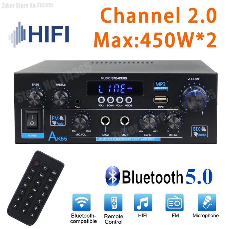 Amplificateur audio HiFi AK55, Max 900W, Amplificateurs de son Bluetooth numériques, Canal 2.0, Pris