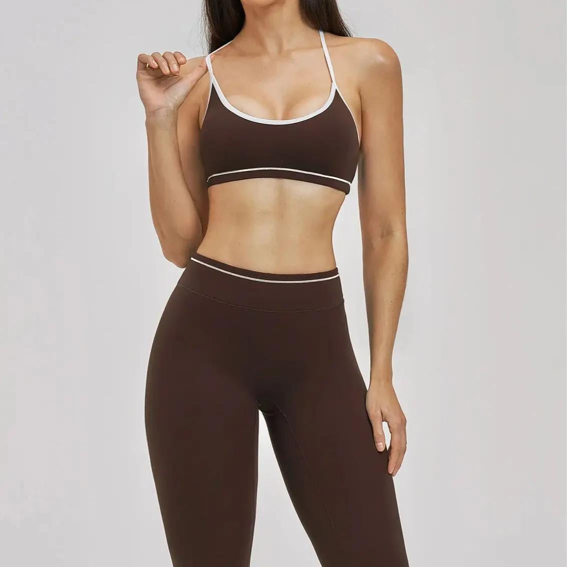 Ensemble de sport Ningyu pour femmes, ensemble de yoga 2 pièces, soutien-gorge de sport respirant, l