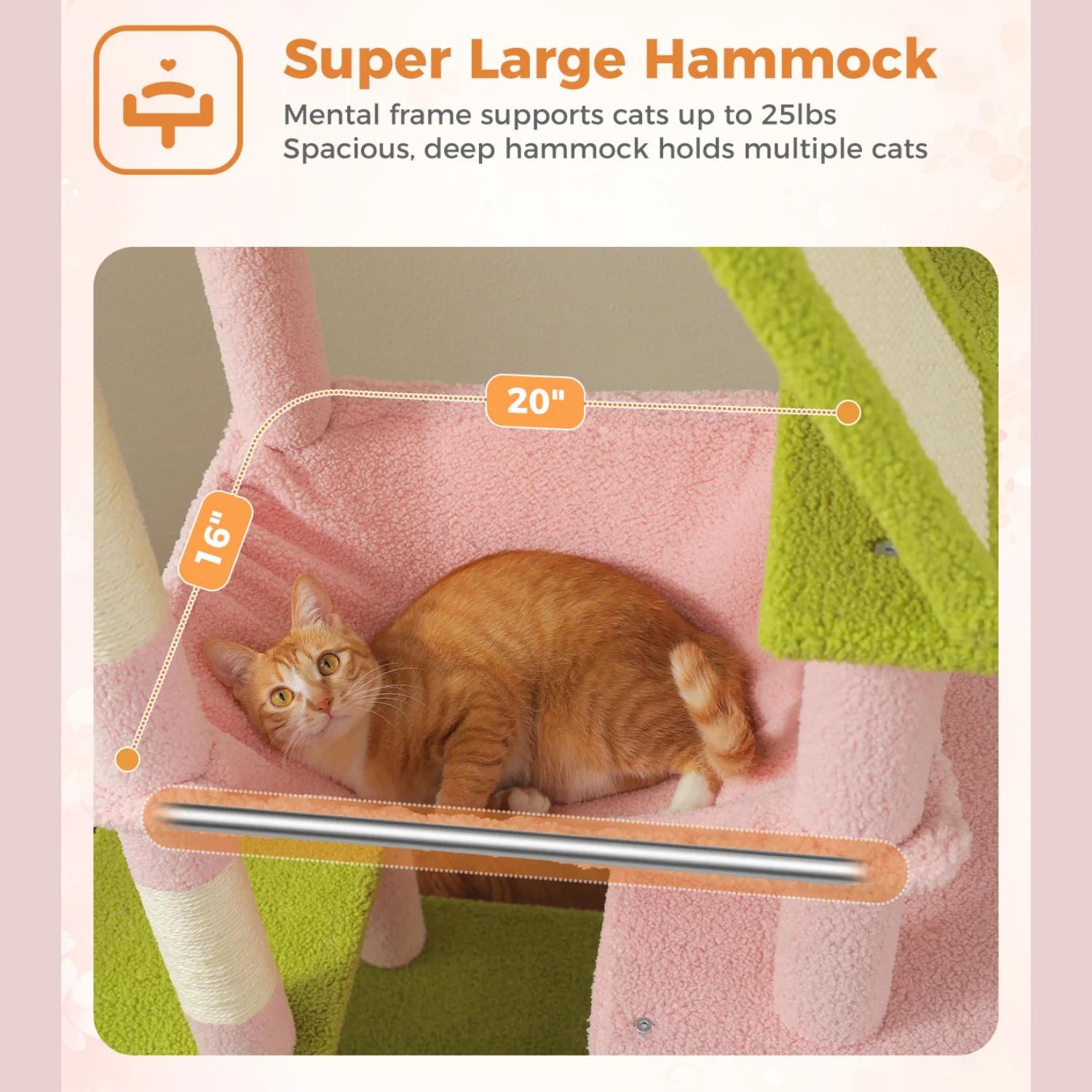 Tour pour chat d'intérieur à plusieurs niveaux avec griffoirs, perchoirs, hamac, condo, diversificat