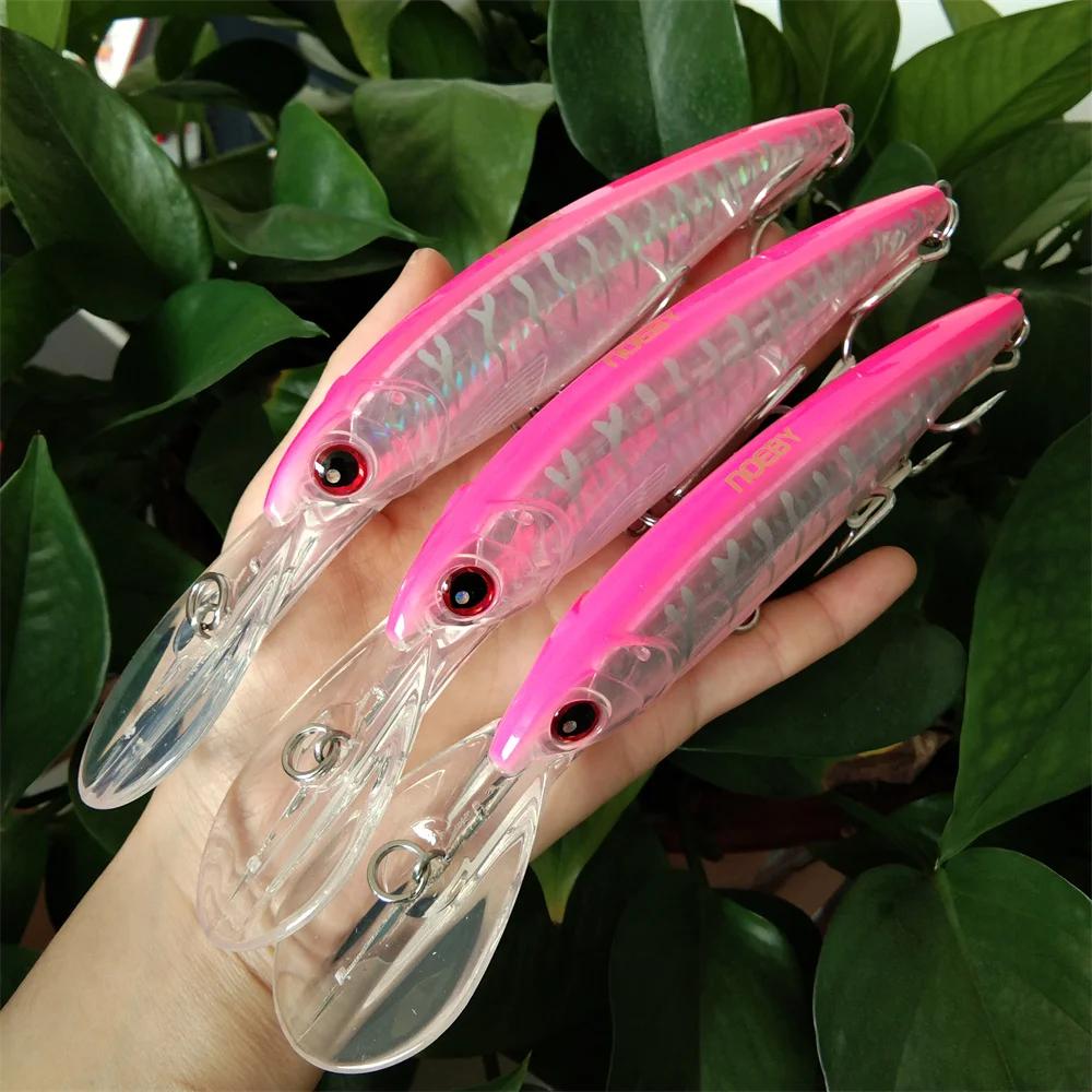 NOEBY 3 leurres de pêche artificiels Minnow à coulée lente 140mm 52g, 160mm 73g, 12cm 32g, leurres d