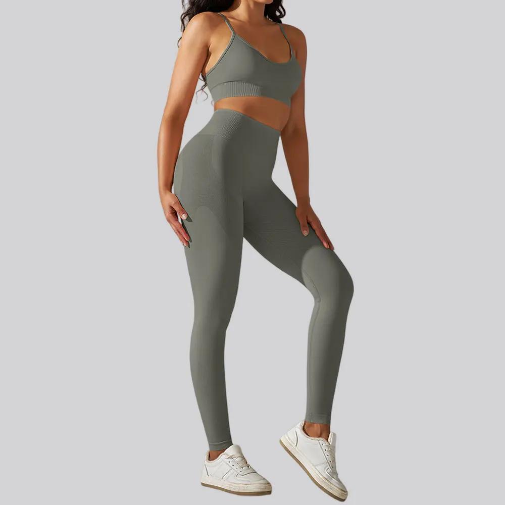 Survêtement sans couture pour femmes, ensembles de Yoga, 2 pièces, combinaison de Sport, vêtements d