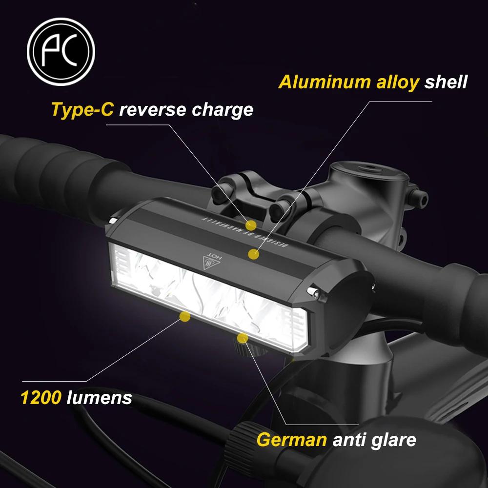 Lampe de vélo PCycling, éclairage avant 2600 lumens, lampe de vélo 8000 mAh, lampe torche étanche, c